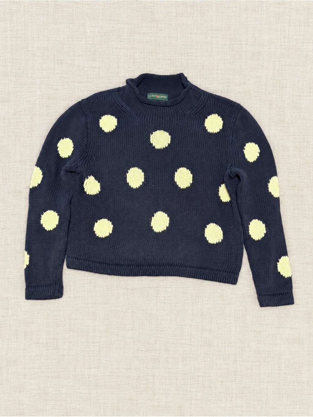 J. Crew Rollneck Navy Polka Dot Sweater